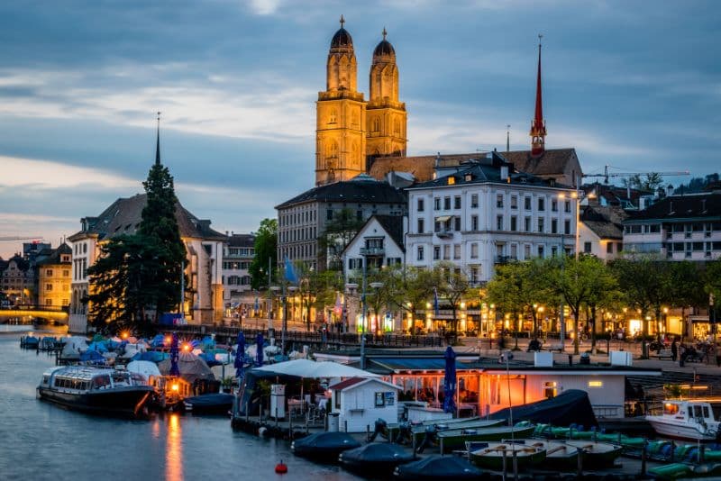 Evening view. Zurich, Switzerland